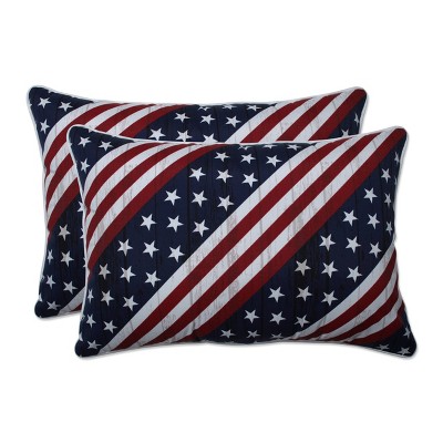 2pc Outdoor/Indoor Oversized Rectangular Throw Pillow Set Major Americana Red - Pillow Perfect