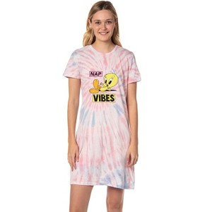 Looney Tunes Women's Tweety Bird Nap Vibes Nightgown Sleep Pajama Dress Multicolored - 1 of 4