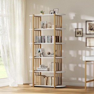 6 Tiers Book Shelf, Home Office Bookshelf Storage Organizer, Vintage Industrial Style Bookcase, Free Standing Storage Shelving Unit - 1 of 4