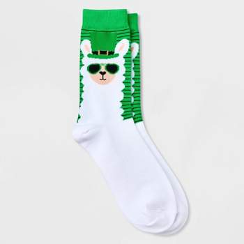 Women's Lucky Llama St. Patrick's Day Crew Socks - Green 4-10