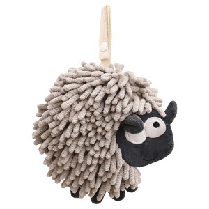 REGALWOVEN Sheep Shape Chenille Soft Absorbent Fast Drying Hand Towel with Hanging Loop 7" x 7" 1 Pack - 1 of 4