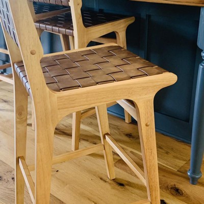 Ceylon Woven And Wood Barstool Brown natural Wood Threshold Rubberwood Frame 29 Seat Height Target