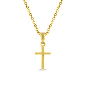 Girls' Tiny Cross Sterling Silver Gold Plated Necklace - In Season Jewelry - 1 of 4