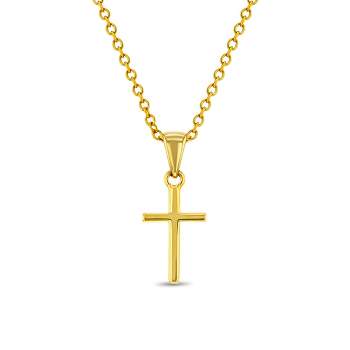 Girls' Tiny Cross Sterling Silver Gold Plated Necklace - In Season Jewelry