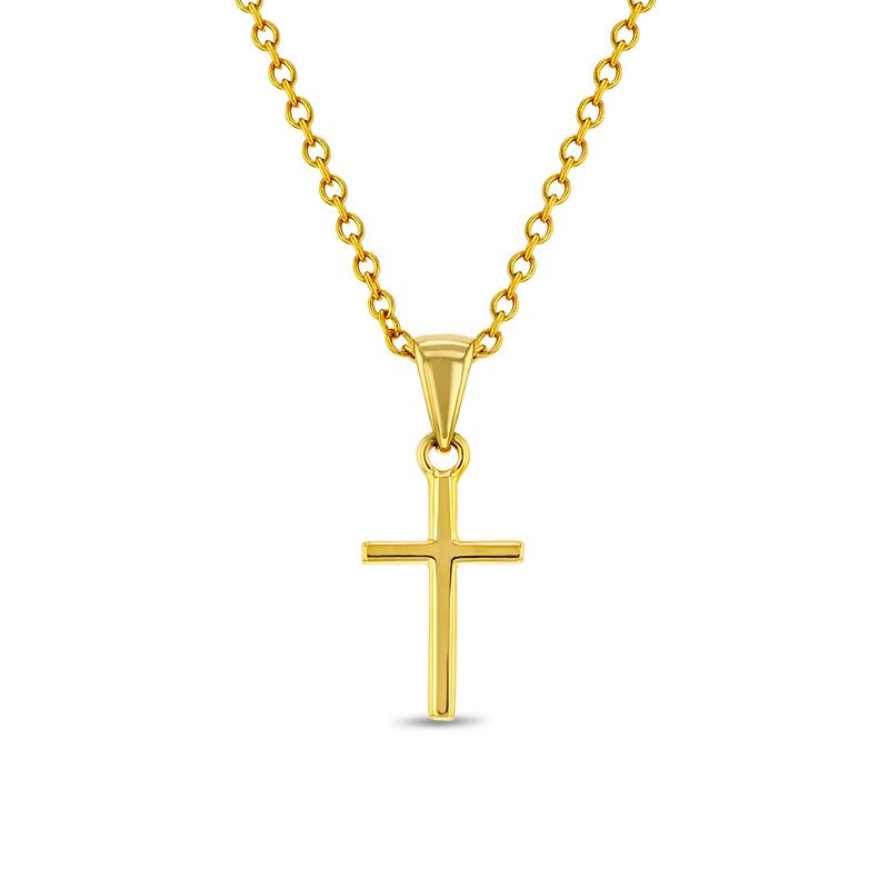 Girls' Tiny Cross Sterling Silver Gold Plated Necklace - In Season Jewelry, 1 of 5