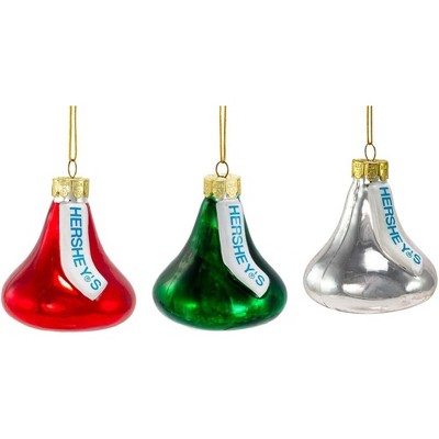 Kurt Adler Hershey Kiss Glass Ornaments, 3-Piece Box Set