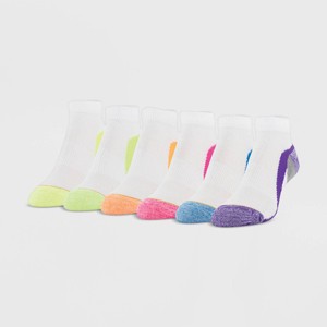 All Pro Women's Extended Size Heel & Toe Cushion 6pk Low Cut Socks - White 8-12: Moisture Wicking, Arch Support - 1 of 3