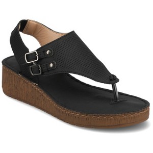 Journee Collection Womens Mckell Wedge Heel Buckle Sandals - 1 of 4