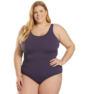 Sporti Plus Size HydroLast Chlorine Resistant Conservative Scoop Back One Piece Swimsuit - 1 of 4