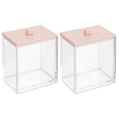mDesign Square Storage Apothecary Jar for Bathroom, 2 Pack