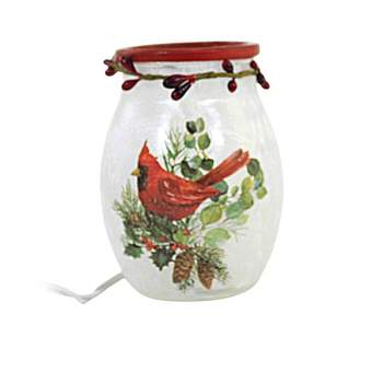 Stony Creek Pine Boughs & Birds Small Jar  -  One Electric Jar 4.0 Inches -  Electric Christmas Winter  -   -  Glass  -  Multicolored