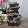 Sunnydaze Indoor Home Office Relaxing 6-Tiered Stone Falls Tabletop Water Fountain with LED Lights - 15" - image 2 of 4