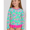RuffleButts Girls UPF50+ Long Sleeve Rash Guard Bikini - 3 of 4