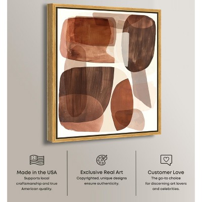 Utah Hills II Earth Tone Abstract Canvas Art with Gold Frame
