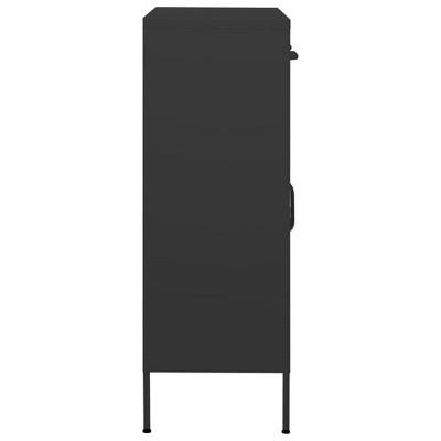 Anthracite Black Steel Freestanding Office Storage Cabinet with Adjustable Shelving