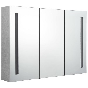vidaXL LED Bathroom Vanity Mirror Cabinet in Concrete Gray - Wall-Mounted Storage Cabinet with Dual Energy Efficient Light Strips - 35"x5.5"x24.4" - 1 of 4