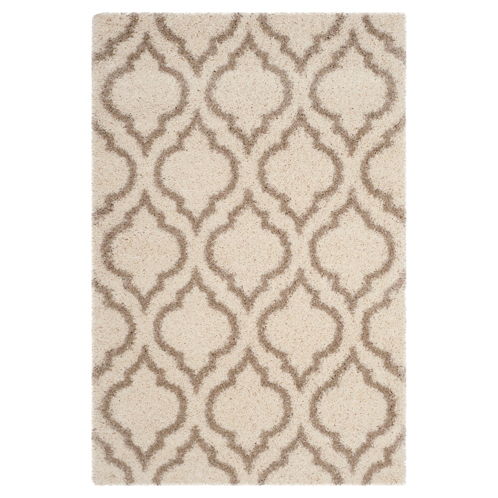Ivory/Beige Geometric Shag and Flokati Loomed Accent Rug 3'x5' - Safavieh