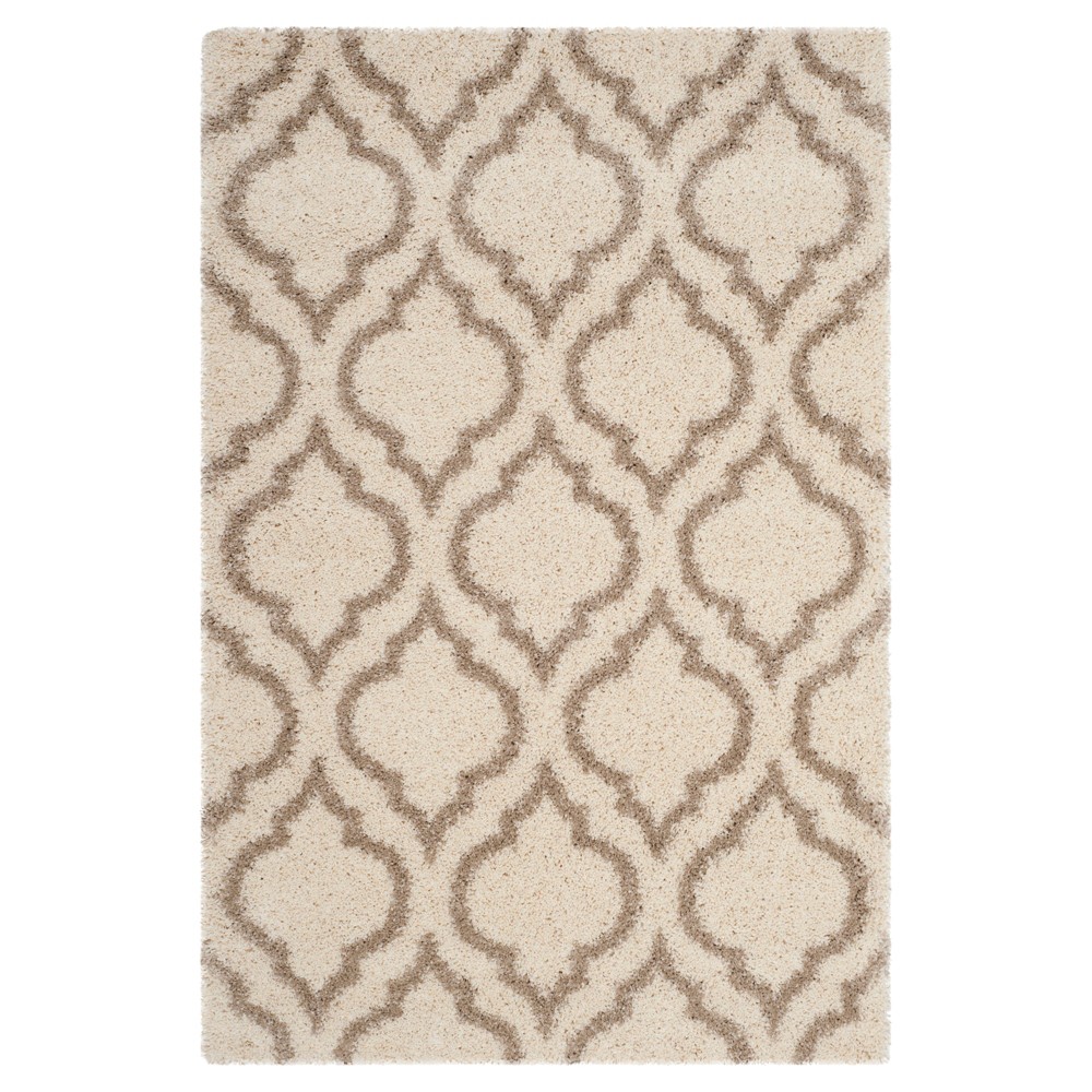 Ivory/Beige Geometric Shag and Flokati Loomed Accent Rug 3'x5' - Safavieh