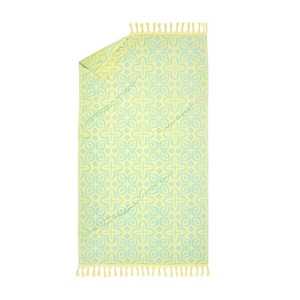 40"x70" Beauty Beach Towel Blue/Sunshine - Rochelle Porter: Cotton-Polyester Blend, Lightweight, Jacquard Terry - 1 of 4