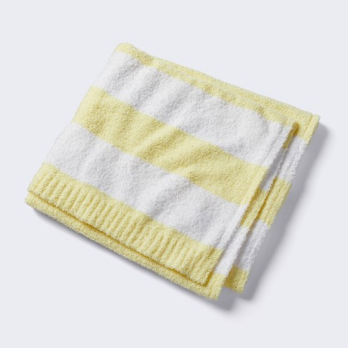 Chenille Stripe Baby Blanket - Yellow And White Stripes - Cloud Island™ :  Target