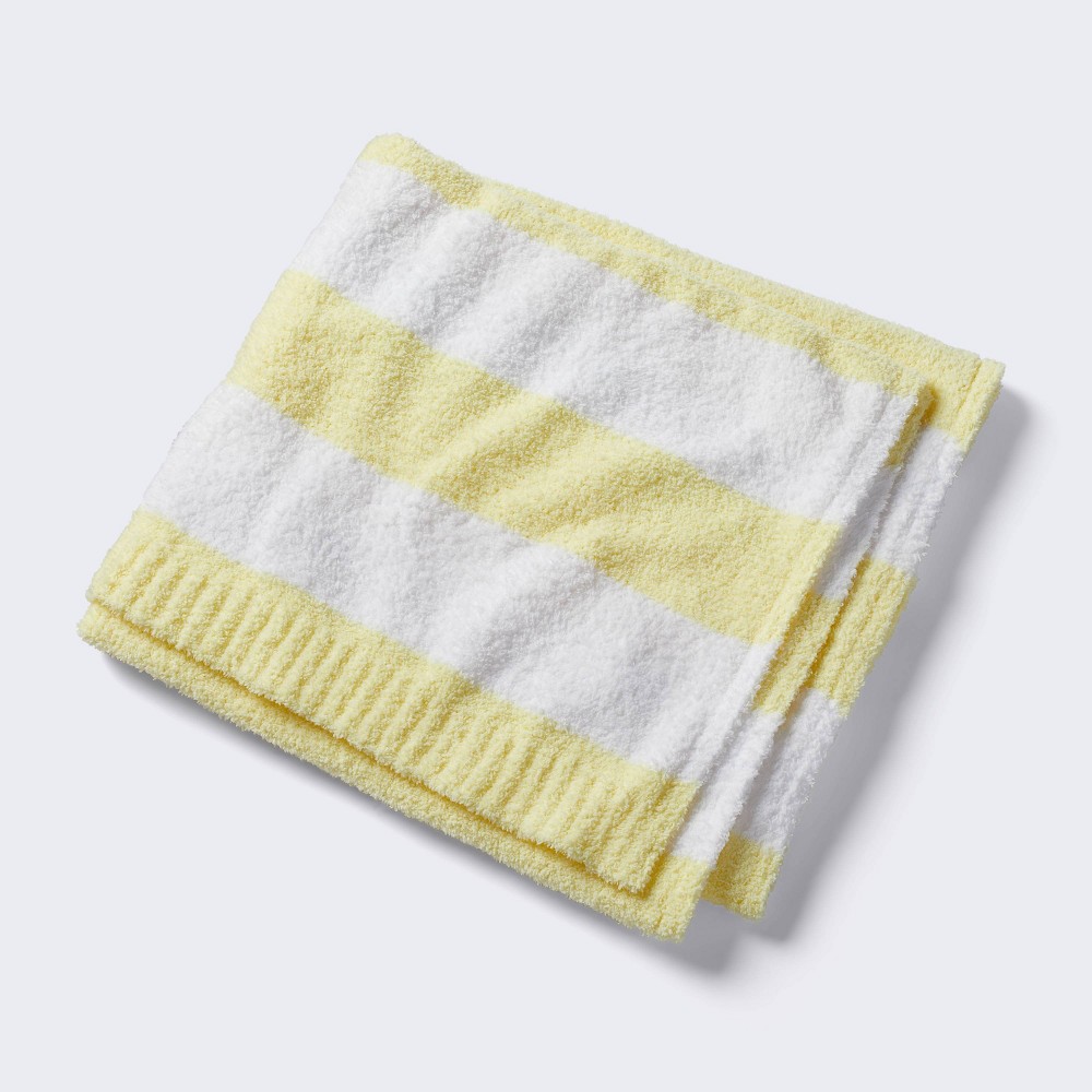 Photos - Duvet Chenille Stripe Baby Blanket - Yellow and White Stripes - Cloud Island™