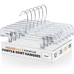 HOUSE DAY 14 inch Plastic Pant & Skirt Hangers with Adjustable Clips - 1 of 4