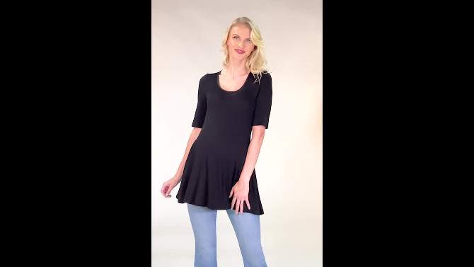 24seven Comfort Apparel Womens Elbow Swing Maternity Tunic Top, 2 of 6, play video