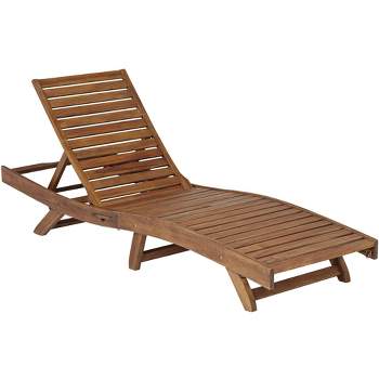 Teal Island Designs Gambo Natural Wood Adjustable Outdoor Lounger Chair