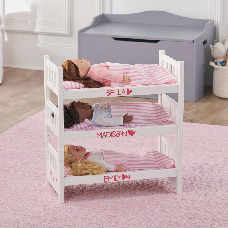 Badger Basket 1-2-3 Convertible Doll Bunk Bed with Bedding - Pink/Stripe, 5 of 12