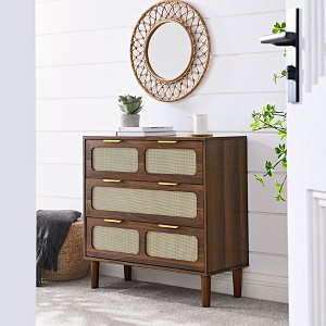 NicBex 3-Drawer Dresser for Bedroom,Modern Dressers with Rattan Drawers,Farmhouse Wooden Storage Chest of Drawers for Living Room,Hallway,Entrance - 1 of 4