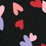 black tossed hearts