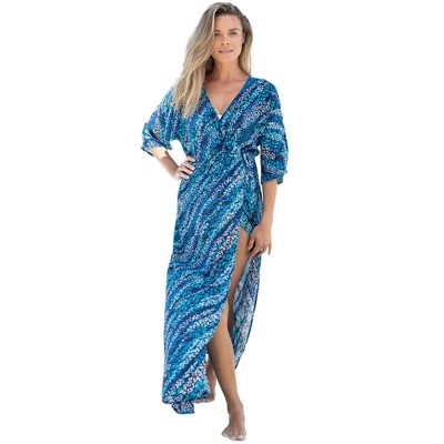 Swim 365 Women's Plus Size Faux-Wrap Swim Cover Up