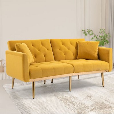 CAVINAS Loveseat Sofa with Metal Feet, Modern Convertible Sofa, Vintage Accent Sofa, Upholstered Sofa Couch for Living Room
