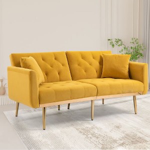 CAVINAS Loveseat Sofa with Metal Feet, Modern Convertible Sofa, Vintage Accent Sofa, Upholstered Sofa Couch for Living Room - 1 of 4