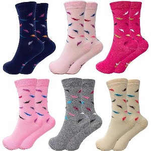 6 Pairs Women’s Colorful Combed Cotton Crew Socks – Soft, Breathable & Stylish – Size 9-11 - 1 of 3