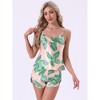 cheibear Women's Silky Satin Adjustable Straps Cami Top and Shorts Pajamas Sets - 2 of 4