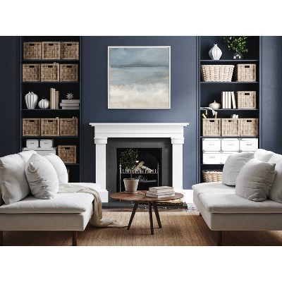 Sylvie 30" x 30" White Beaded Framed Abstract Ocean Canvas