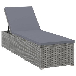 vidaXL Sun Lounger with Cushion Poly Rattan Gray - 1 of 4