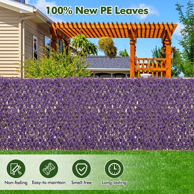 Expandable Purple Eucalyptus Privacy Screen with Willow Frame