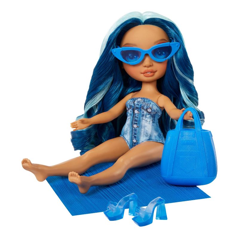 Rainbow High Swim &#38; Style Skyler Blue 11&#39;&#39; Doll with Shimmery Wrap to Style 10+ Ways, Removable Swimsuit, Sandals, Accessories, 6 of 8