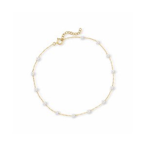 Ross-Simons 3-3.5mm Cultured Pearl Station Anklet in 10kt Yellow Gold Size 9 - 1 of 4