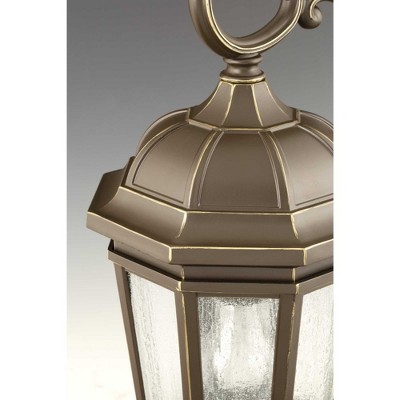 Progress Lighting Verdae 3-Light Outdoor Wall Lantern, Antique Bronze, Clear Seeded Glass