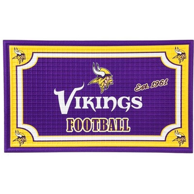 Evergreen Team Sports America NFL Minnesota Vikings Embossed Outdoor-Safe Mat - 30" W x 18" H Durable Non Slip Floormat for Football Fans