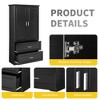 MAYEERTY Tall Bathroom Cabinet 2 Doors Drawers Adjustable Shelf MDF Black - 3 of 4