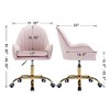 CAVINAS Velvet Home Office Desk Chair with Wheels, Flannel Adjustable Office Chairs with Gold Base, Swivel Desk Chair Comfy with Side Arms - 4 of 4