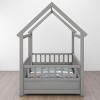 Streamdale Twin Size Floor Wooden Bed with House Roof Frame, Fence Guardrails,Grey - 4 of 4
