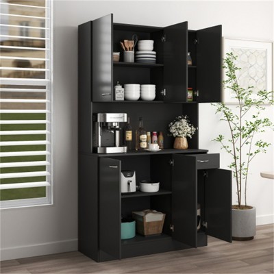 SKRAN 70.87" Tall Wardrobe& Kitchen Cabinet, with 6-Doors, 1-Open Shelves and 1-Drawer for Bedroom