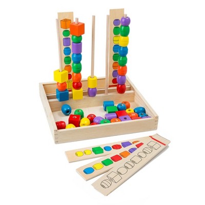 Photo 1 of Melissa  Doug Bead Sequencing Set With 46 Wooden Beads and 5 Double-Sided Pattern Boards