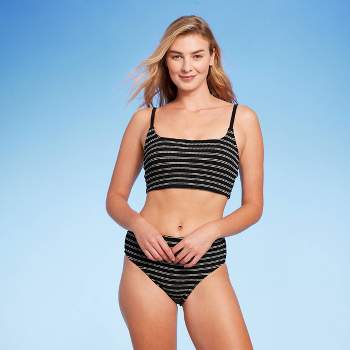 Women's Beach Bikini Top - Kona Sol™ Black Stripe, Size S