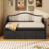 Lycvki Twin Wooden Sofa Bed with Trundle and 2 Storage Drawers, - 3 of 4